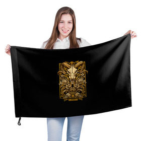 Флаг 3D с принтом Овен в Белгороде, 100% полиэстер | плотность ткани — 95 г/м2, размер — 67 х 109 см. Принт наносится с одной стороны | Тематика изображения на принте: aries | арт | гороскоп | знаки зодиака | овен | череп