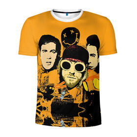 Мужская футболка 3D спортивная с принтом Nirvana в Белгороде, 100% полиэстер с улучшенными характеристиками | приталенный силуэт, круглая горловина, широкие плечи, сужается к линии бедра | cobain | curt | nirvana | rock | группа | кобейн | курт | нирвана | рок