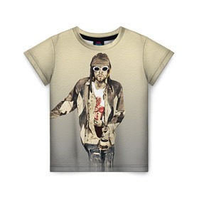 Детская футболка 3D с принтом Nirvana в Белгороде, 100% гипоаллергенный полиэфир | прямой крой, круглый вырез горловины, длина до линии бедер, чуть спущенное плечо, ткань немного тянется | cobain | curt | nirvana | rock | группа | кобейн | курт | нирвана | рок