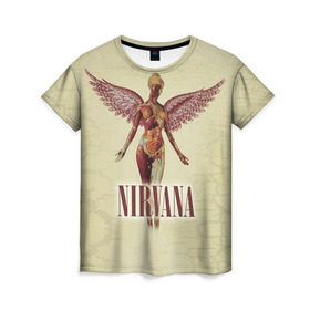 Женская футболка 3D с принтом Nirvana в Белгороде, 100% полиэфир ( синтетическое хлопкоподобное полотно) | прямой крой, круглый вырез горловины, длина до линии бедер | Тематика изображения на принте: cobain | curt | nirvana | rock | группа | кобейн | курт | нирвана | рок