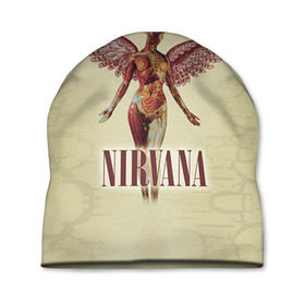 Шапка 3D с принтом Nirvana в Белгороде, 100% полиэстер | универсальный размер, печать по всей поверхности изделия | Тематика изображения на принте: cobain | curt | nirvana | rock | группа | кобейн | курт | нирвана | рок