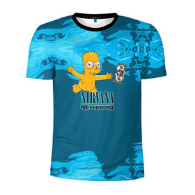 Мужская футболка 3D спортивная с принтом Nirvana & Simpson в Белгороде, 100% полиэстер с улучшенными характеристиками | приталенный силуэт, круглая горловина, широкие плечи, сужается к линии бедра | cobain | curt | nirvana | rock | группа | кобейн | курт | нирвана | рок