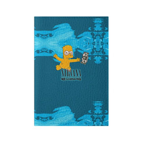 Обложка для паспорта матовая кожа с принтом Nirvana & Simpson в Белгороде, натуральная матовая кожа | размер 19,3 х 13,7 см; прозрачные пластиковые крепления | Тематика изображения на принте: cobain | curt | nirvana | rock | группа | кобейн | курт | нирвана | рок