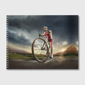 Альбом для рисования с принтом Велогонщик в Белгороде, 100% бумага
 | матовая бумага, плотность 200 мг. | extreme | вело | велосипед | шоссейный велосипед | экстрим
