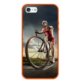 Чехол силиконовый для Телефон Apple iPhone 5/5S с принтом МТБ в Белгороде, Силикон | Область печати: задняя сторона чехла, без боковых панелей | Тематика изображения на принте: extreme | вело | велосипед | шоссейный велосипед | экстрим