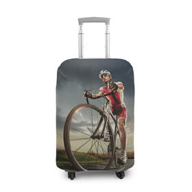 Чехол для чемодана 3D с принтом Велогонщик в Белгороде, 86% полиэфир, 14% спандекс | двустороннее нанесение принта, прорези для ручек и колес | extreme | вело | велосипед | шоссейный велосипед | экстрим
