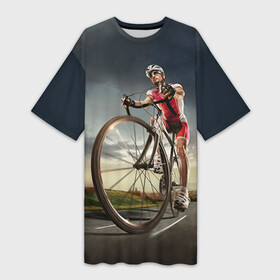 Платье-футболка 3D с принтом МТБ в Белгороде,  |  | extreme | вело | велосипед | шоссейный велосипед | экстрим