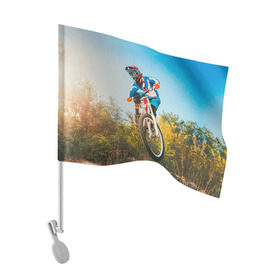 Флаг для автомобиля с принтом МТБ в Белгороде, 100% полиэстер | Размер: 30*21 см | extreme | вело | велосипед | маунтинбайк | мтб | экстрим