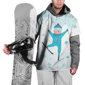 Накидка на куртку 3D с принтом Лыжник в Белгороде, 100% полиэстер |  | extreme | ski | skiing | горнолыжное | горные лыжи | лыжник | фристайл | экстрим
