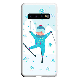 Чехол для Samsung Galaxy S10 с принтом Лыжник в Белгороде, Силикон | Область печати: задняя сторона чехла, без боковых панелей | extreme | ski | skiing | горнолыжное | горные лыжи | лыжник | фристайл | экстрим