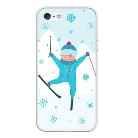 Чехол для iPhone 5/5S матовый с принтом Лыжник в Белгороде, Силикон | Область печати: задняя сторона чехла, без боковых панелей | extreme | ski | skiing | горнолыжное | горные лыжи | лыжник | фристайл | экстрим