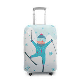 Чехол для чемодана 3D с принтом Лыжник в Белгороде, 86% полиэфир, 14% спандекс | двустороннее нанесение принта, прорези для ручек и колес | extreme | ski | skiing | горнолыжное | горные лыжи | лыжник | фристайл | экстрим