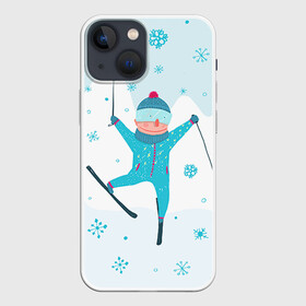 Чехол для iPhone 13 mini с принтом Лыжник в Белгороде,  |  | extreme | ski | skiing | горнолыжное | горные лыжи | лыжник | фристайл | экстрим