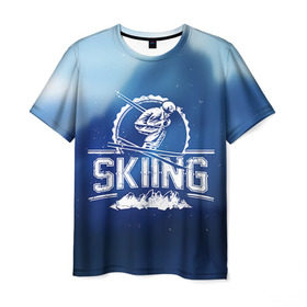 Мужская футболка 3D с принтом Лыжный спорт в Белгороде, 100% полиэфир | прямой крой, круглый вырез горловины, длина до линии бедер | extreme | ski | skiing | горнолыжное | горные лыжи | лыжник | фристайл | экстрим