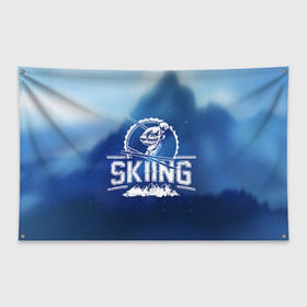 Флаг-баннер с принтом Лыжный спорт в Белгороде, 100% полиэстер | размер 67 х 109 см, плотность ткани — 95 г/м2; по краям флага есть четыре люверса для крепления | extreme | ski | skiing | горнолыжное | горные лыжи | лыжник | фристайл | экстрим