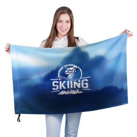 Флаг 3D с принтом Лыжный спорт в Белгороде, 100% полиэстер | плотность ткани — 95 г/м2, размер — 67 х 109 см. Принт наносится с одной стороны | extreme | ski | skiing | горнолыжное | горные лыжи | лыжник | фристайл | экстрим