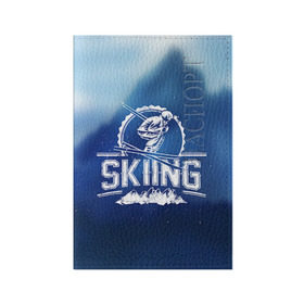 Обложка для паспорта матовая кожа с принтом Лыжный спорт в Белгороде, натуральная матовая кожа | размер 19,3 х 13,7 см; прозрачные пластиковые крепления | extreme | ski | skiing | горнолыжное | горные лыжи | лыжник | фристайл | экстрим