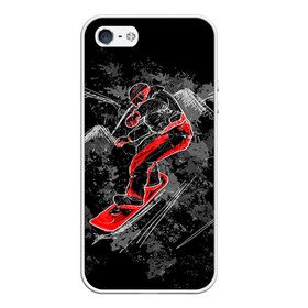 Чехол для iPhone 5/5S матовый с принтом Сноубордист в Белгороде, Силикон | Область печати: задняя сторона чехла, без боковых панелей | extreme | snowboard | сноуборд | сноубордист | экстрим