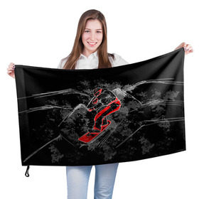 Флаг 3D с принтом Сноубордист в Белгороде, 100% полиэстер | плотность ткани — 95 г/м2, размер — 67 х 109 см. Принт наносится с одной стороны | extreme | snowboard | сноуборд | сноубордист | экстрим