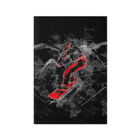 Обложка для паспорта матовая кожа с принтом Сноубордист в Белгороде, натуральная матовая кожа | размер 19,3 х 13,7 см; прозрачные пластиковые крепления | extreme | snowboard | сноуборд | сноубордист | экстрим