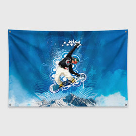 Флаг-баннер с принтом Экстрим в Белгороде, 100% полиэстер | размер 67 х 109 см, плотность ткани — 95 г/м2; по краям флага есть четыре люверса для крепления | extreme | snowboard | сноуборд | сноубордист | спорт | экстрим