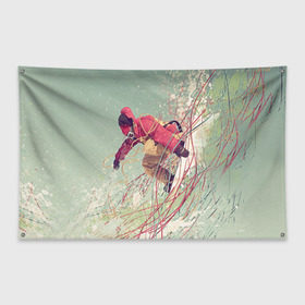 Флаг-баннер с принтом Сноуборд в Белгороде, 100% полиэстер | размер 67 х 109 см, плотность ткани — 95 г/м2; по краям флага есть четыре люверса для крепления | extreme | snowboard | сноуборд | сноубордист | экстрим