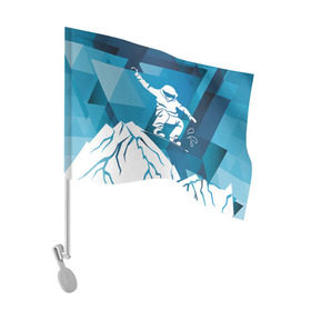 Флаг для автомобиля с принтом Горы и сноубордист в Белгороде, 100% полиэстер | Размер: 30*21 см | extreme | snowboard | сноуборд | сноубордист | экстрим