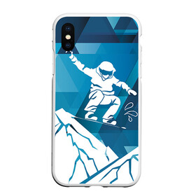Чехол для iPhone XS Max матовый с принтом Горы и сноубордист в Белгороде, Силикон | Область печати: задняя сторона чехла, без боковых панелей | extreme | snowboard | сноуборд | сноубордист | экстрим