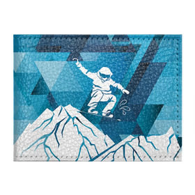 Обложка для студенческого билета с принтом Горы и сноубордист в Белгороде, натуральная кожа | Размер: 11*8 см; Печать на всей внешней стороне | extreme | snowboard | сноуборд | сноубордист | экстрим