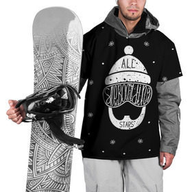 Накидка на куртку 3D с принтом Бородатый сноубордист в Белгороде, 100% полиэстер |  | extreme | snowboard | сноуборд | сноубордист | экстрим