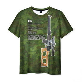 Мужская футболка 3D с принтом ВСС в Белгороде, 100% полиэфир | прямой крой, круглый вырез горловины, длина до линии бедер | винтовка | винторез | всс | оружие | снайпер | ттх