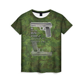 Женская футболка 3D с принтом ТТ в Белгороде, 100% полиэфир ( синтетическое хлопкоподобное полотно) | прямой крой, круглый вырез горловины, длина до линии бедер | оружие | пистолет | тт | ттх | тульский токарев