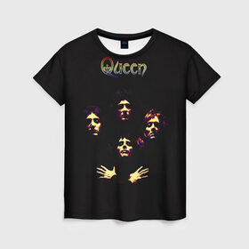 Женская футболка 3D с принтом Queen в Белгороде, 100% полиэфир ( синтетическое хлопкоподобное полотно) | прямой крой, круглый вырез горловины, длина до линии бедер | freddie | heavy | mercury | metal | queen | rock | квин | куин | меркури | меркюри | метал | рок | фредди меркьюри | фреди | хэви