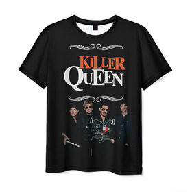 Мужская футболка 3D с принтом Killer Queen в Белгороде, 100% полиэфир | прямой крой, круглый вырез горловины, длина до линии бедер | freddie | heavy | mercury | metal | queen | rock | квин | куин | меркури | меркюри | метал | рок | фредди меркьюри | фреди | хэви