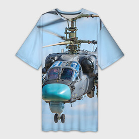 Платье-футболка 3D с принтом КА 52 в Белгороде,  |  | авиация | аллигатор | армия | боевой | ввс | вертолет | военная техника | ка 52 | ударный | черная акула