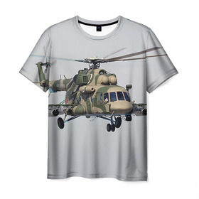 Мужская футболка 3D с принтом МИ 8 в Белгороде, 100% полиэфир | прямой крой, круглый вырез горловины, длина до линии бедер | авиация | армия | ввс | вертолет | военная техника | ми 8 | ударный