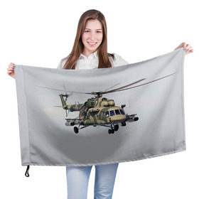 Флаг 3D с принтом МИ 8 в Белгороде, 100% полиэстер | плотность ткани — 95 г/м2, размер — 67 х 109 см. Принт наносится с одной стороны | авиация | армия | ввс | вертолет | военная техника | ми 8 | ударный
