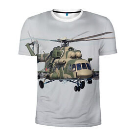 Мужская футболка 3D спортивная с принтом МИ 8 в Белгороде, 100% полиэстер с улучшенными характеристиками | приталенный силуэт, круглая горловина, широкие плечи, сужается к линии бедра | авиация | армия | ввс | вертолет | военная техника | ми 8 | ударный