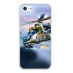 Чехол для iPhone 5/5S матовый с принтом МИ 24 в Белгороде, Силикон | Область печати: задняя сторона чехла, без боковых панелей | авиация | армия | боевой | ввс | вертолет | военная техника | крокодил | ми 24 | ударный