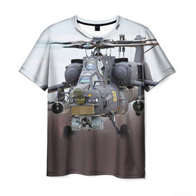 Мужская футболка 3D с принтом МИ 28 в Белгороде, 100% полиэфир | прямой крой, круглый вырез горловины, длина до линии бедер | Тематика изображения на принте: авиация | армия | боевой | ввс | вертолет | военная техника | ми 28 | ночной охотник | ударный