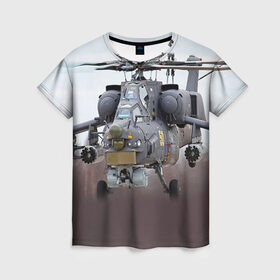 Женская футболка 3D с принтом МИ 28 в Белгороде, 100% полиэфир ( синтетическое хлопкоподобное полотно) | прямой крой, круглый вырез горловины, длина до линии бедер | авиация | армия | боевой | ввс | вертолет | военная техника | ми 28 | ночной охотник | ударный