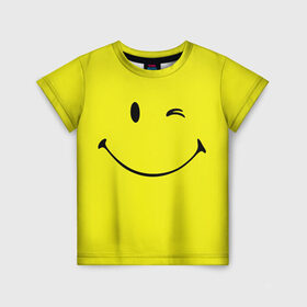 Детская футболка 3D с принтом Смайл в Белгороде, 100% гипоаллергенный полиэфир | прямой крой, круглый вырез горловины, длина до линии бедер, чуть спущенное плечо, ткань немного тянется | emoji | smile | жёлтый | смайл | смайлик | улыбка | эмодзи | эмоции