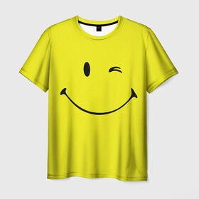 Мужская футболка 3D с принтом Смайл в Белгороде, 100% полиэфир | прямой крой, круглый вырез горловины, длина до линии бедер | emoji | smile | жёлтый | смайл | смайлик | улыбка | эмодзи | эмоции