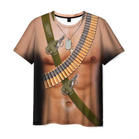 Мужская футболка 3D с принтом Солдат в Белгороде, 100% полиэфир | прямой крой, круглый вырез горловины, длина до линии бедер | 23 февраля | армия | граната | защитник | мужской праздник | мужчине | отечества | подарок | пуля | солдат
