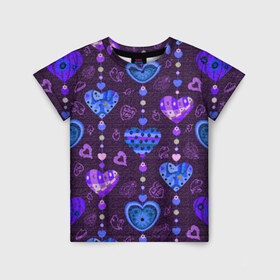 Детская футболка 3D с принтом Сердца в Белгороде, 100% гипоаллергенный полиэфир | прямой крой, круглый вырез горловины, длина до линии бедер, чуть спущенное плечо, ткань немного тянется | любовь | орнамент | праздник | сердца