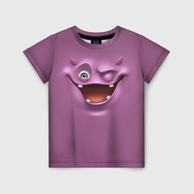 Детская футболка 3D с принтом Пластилиновый смайл в Белгороде, 100% гипоаллергенный полиэфир | прямой крой, круглый вырез горловины, длина до линии бедер, чуть спущенное плечо, ткань немного тянется | глаза | мульт | рожица | рот | смайл | улыбка