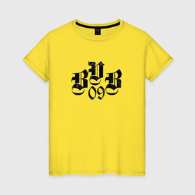 Женская футболка хлопок с принтом BVB 09 в Белгороде, 100% хлопок | прямой крой, круглый вырез горловины, длина до линии бедер, слегка спущенное плечо | 09 | borussia | dortmund | бвб | боруссия | дортмунд