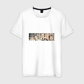 Мужская футболка хлопок с принтом Сверхъестественное в Белгороде, 100% хлопок | прямой крой, круглый вырез горловины, длина до линии бедер, слегка спущенное плечо. | supernatural | сверхъестественное