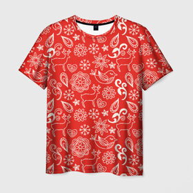 Мужская футболка 3D с принтом Новогодний микс в Белгороде, 100% полиэфир | прямой крой, круглый вырез горловины, длина до линии бедер | новый год | олени | снежинки | текстуры