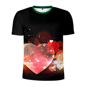 Мужская футболка 3D спортивная с принтом Сердца в Белгороде, 100% полиэстер с улучшенными характеристиками | приталенный силуэт, круглая горловина, широкие плечи, сужается к линии бедра | 14 февраля | love | валентин | влюбленные | любовь | сердечко | сердце